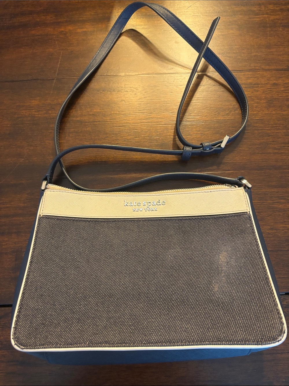 kate spade Navy denim and Cream Crossbody Messenger
